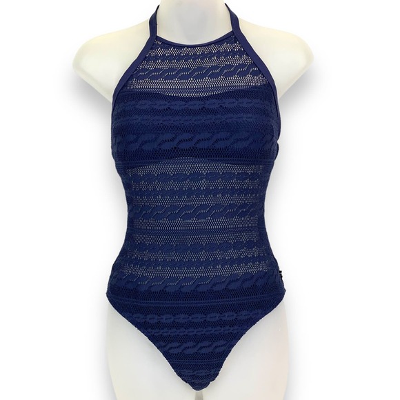 ❌SOLD❌ Y2K NAUTICA navy blue lace one piece swimsuit - Picture 2 of 16